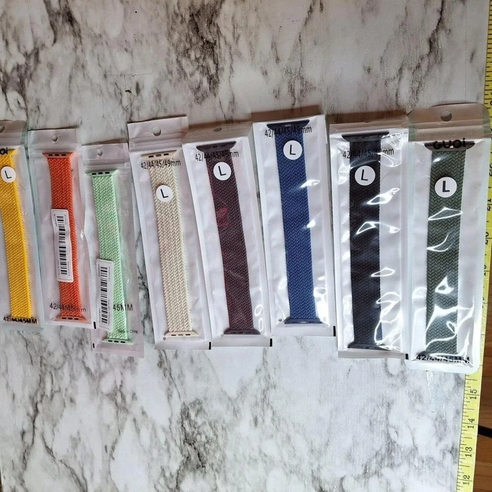 Lot of 8 Unisex Braided Stretch Watch Bands 42-44mm (L) New in package‎